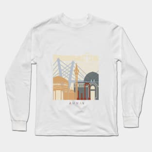 Amman Skyline Poster Long Sleeve T-Shirt